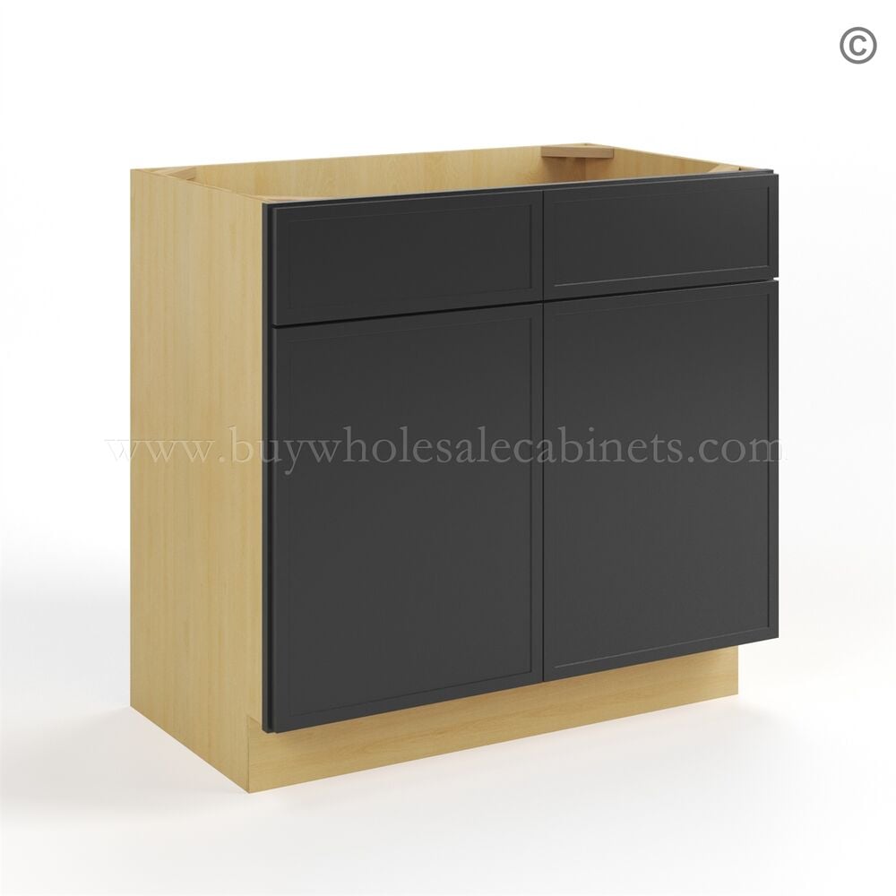 Slim Black Shaker Sink Base With Double Doors