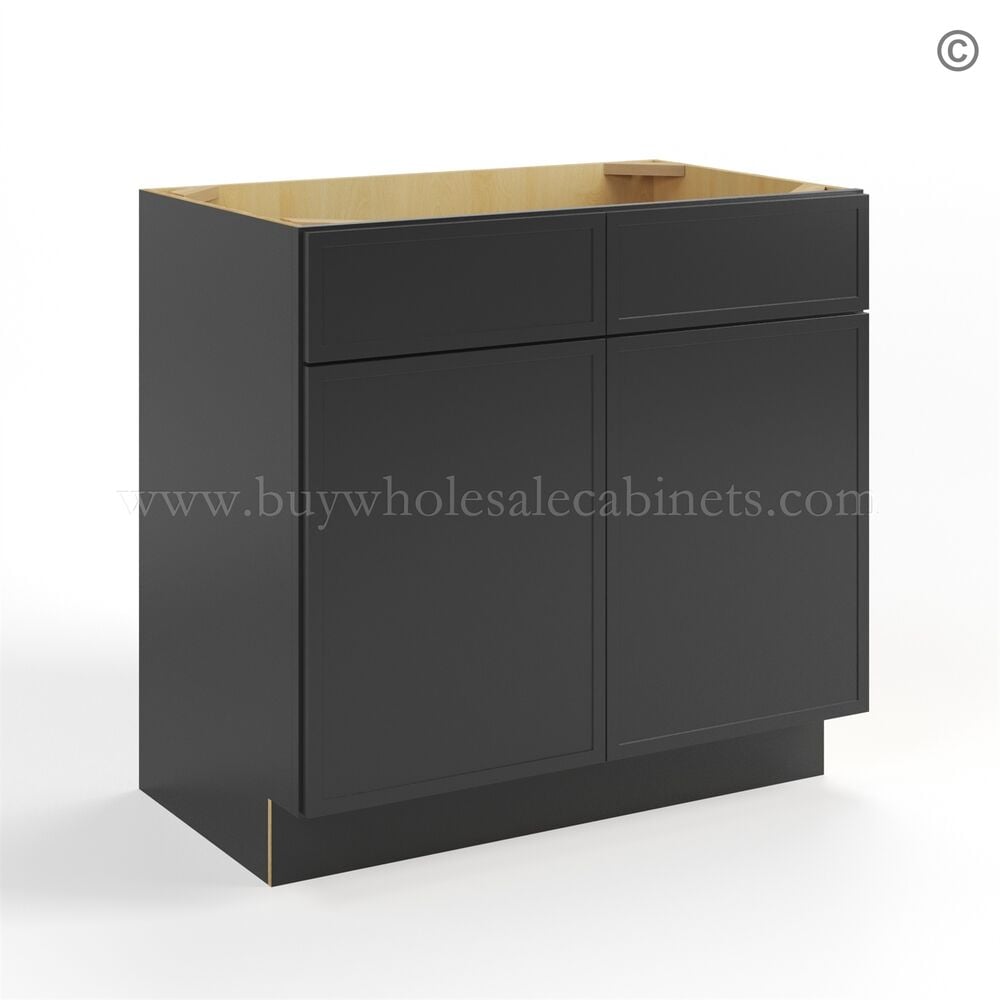 Slim Black Shaker Sink Base With Double Doors