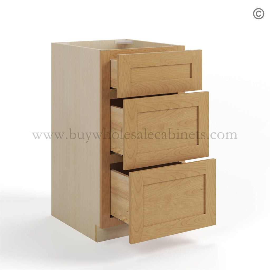 Treasure Chest Shaker Vanity Three Drawer Base Cabinet