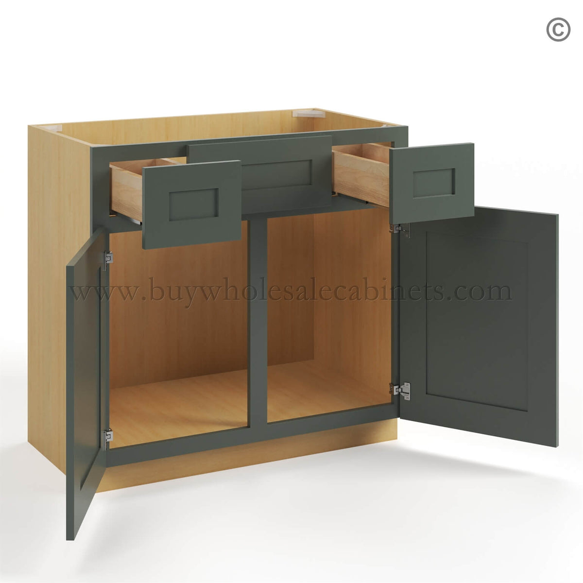 Green Shaker Vanity Combo Cabinet