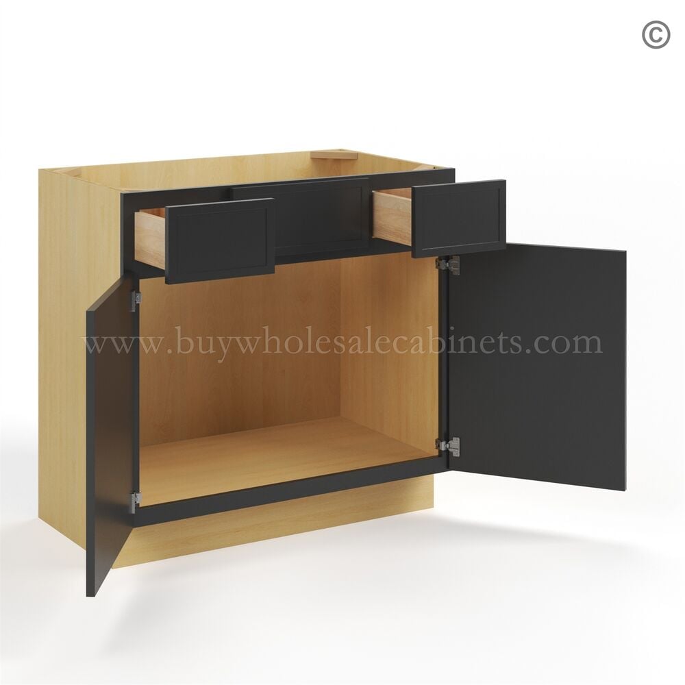 Slim Black Shaker Vanity Sink Drawer Base Cabinet