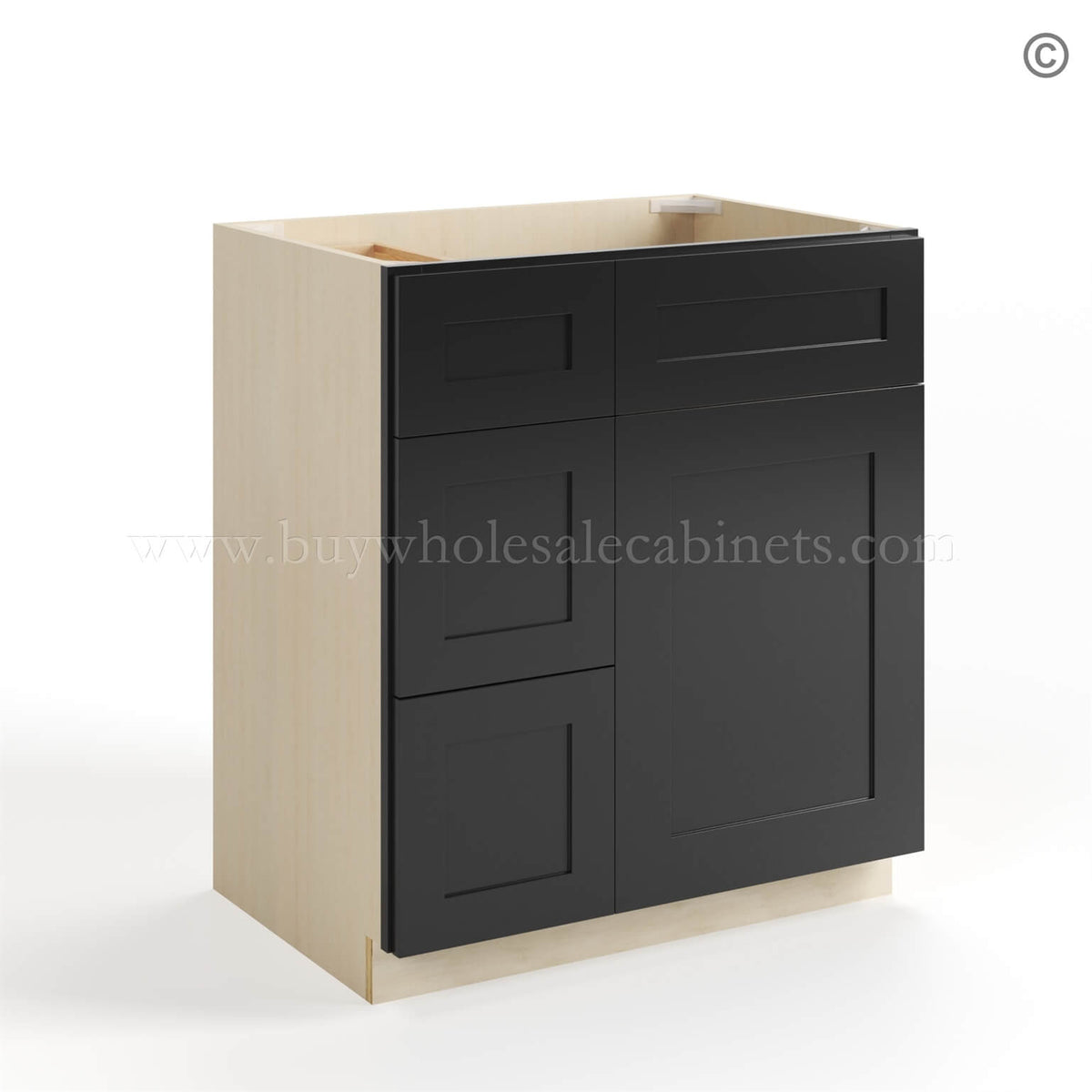 Black Shaker 30″ W Vanity Combo with Drawers
