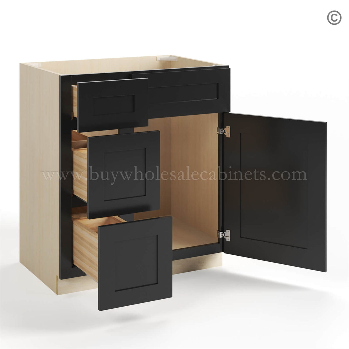 Black Shaker 30″ W Vanity Combo with Drawers