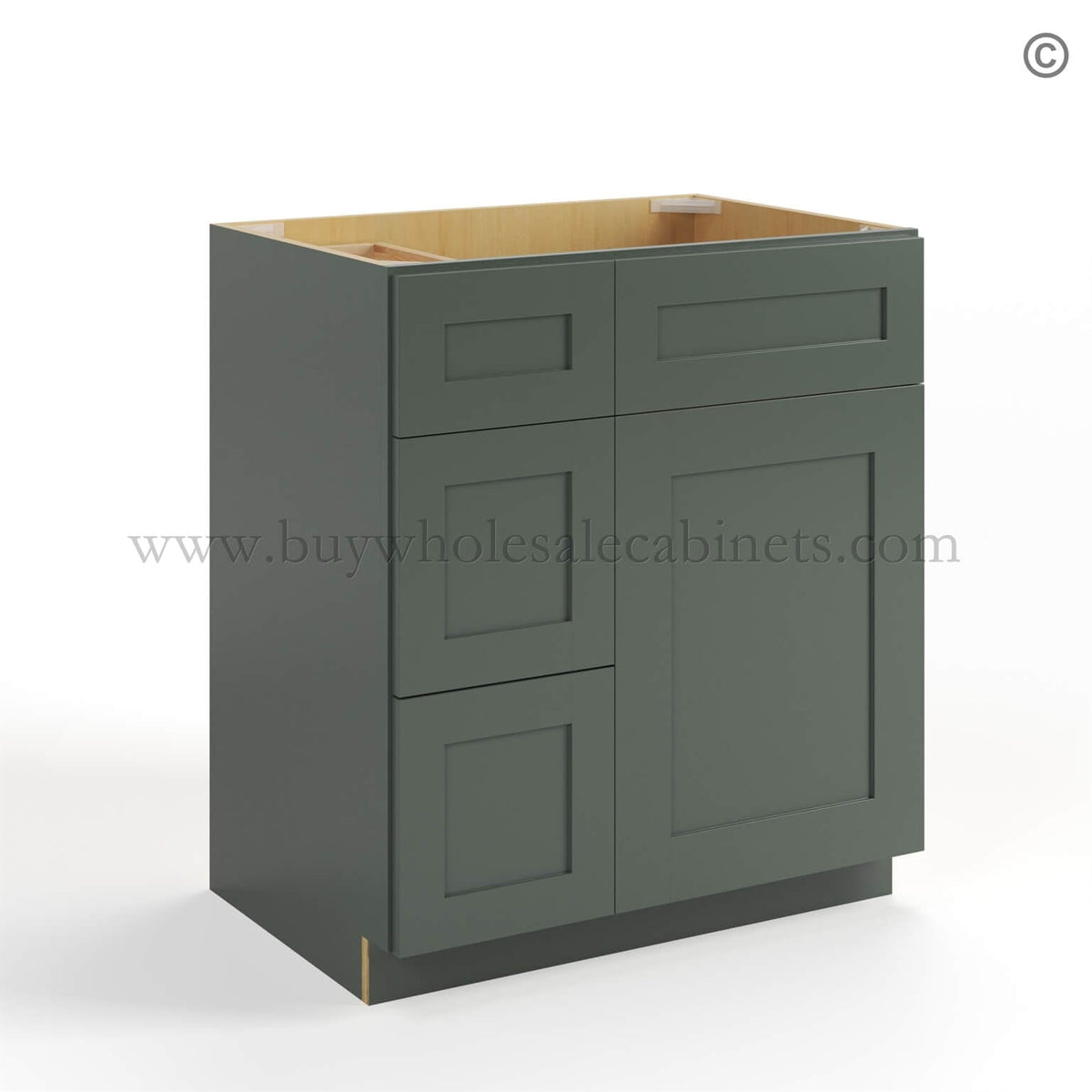Green Shaker 30″ W Vanity Combo with Drawers