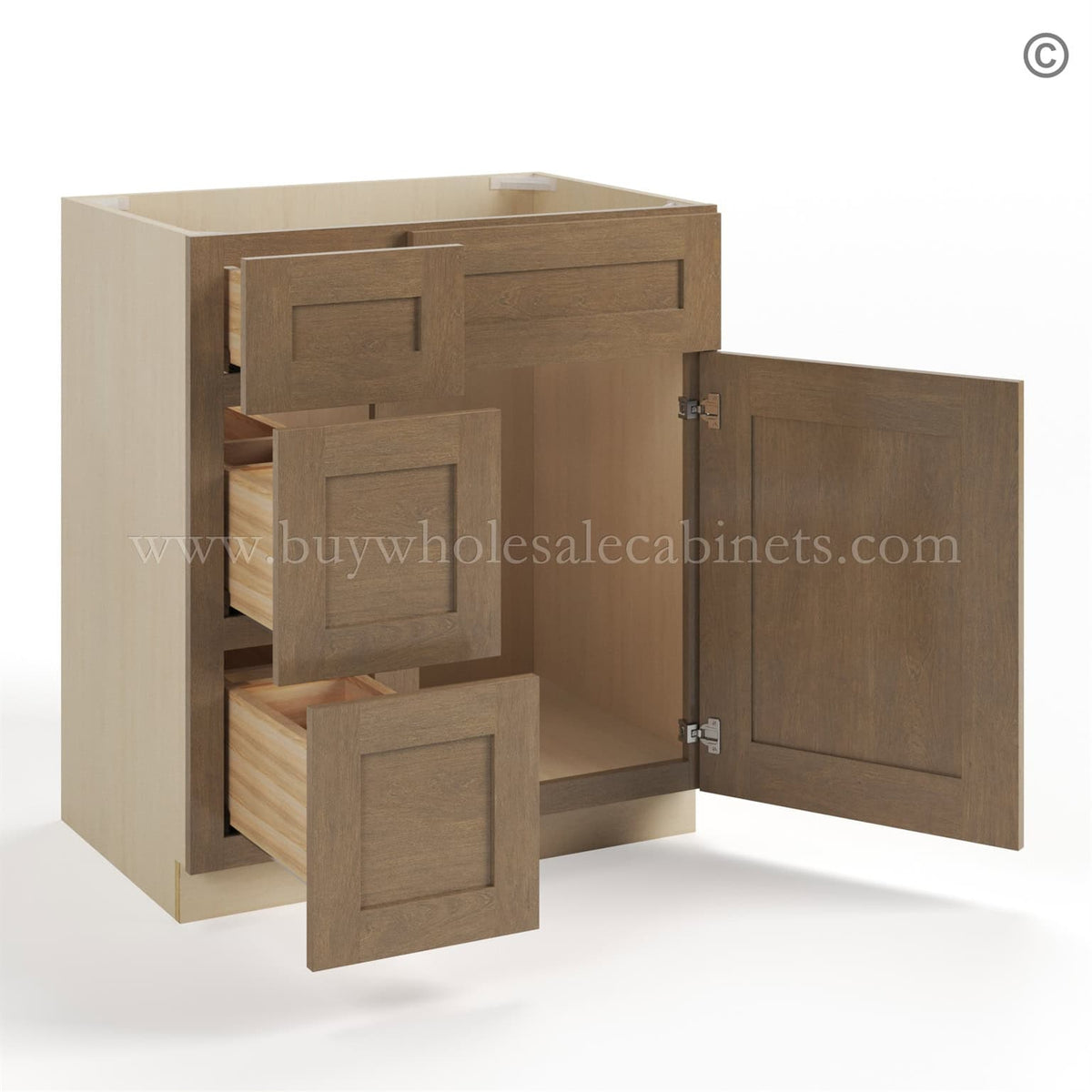 Rustic Wood Shaker 30″ W Vanity Combo with Drawers