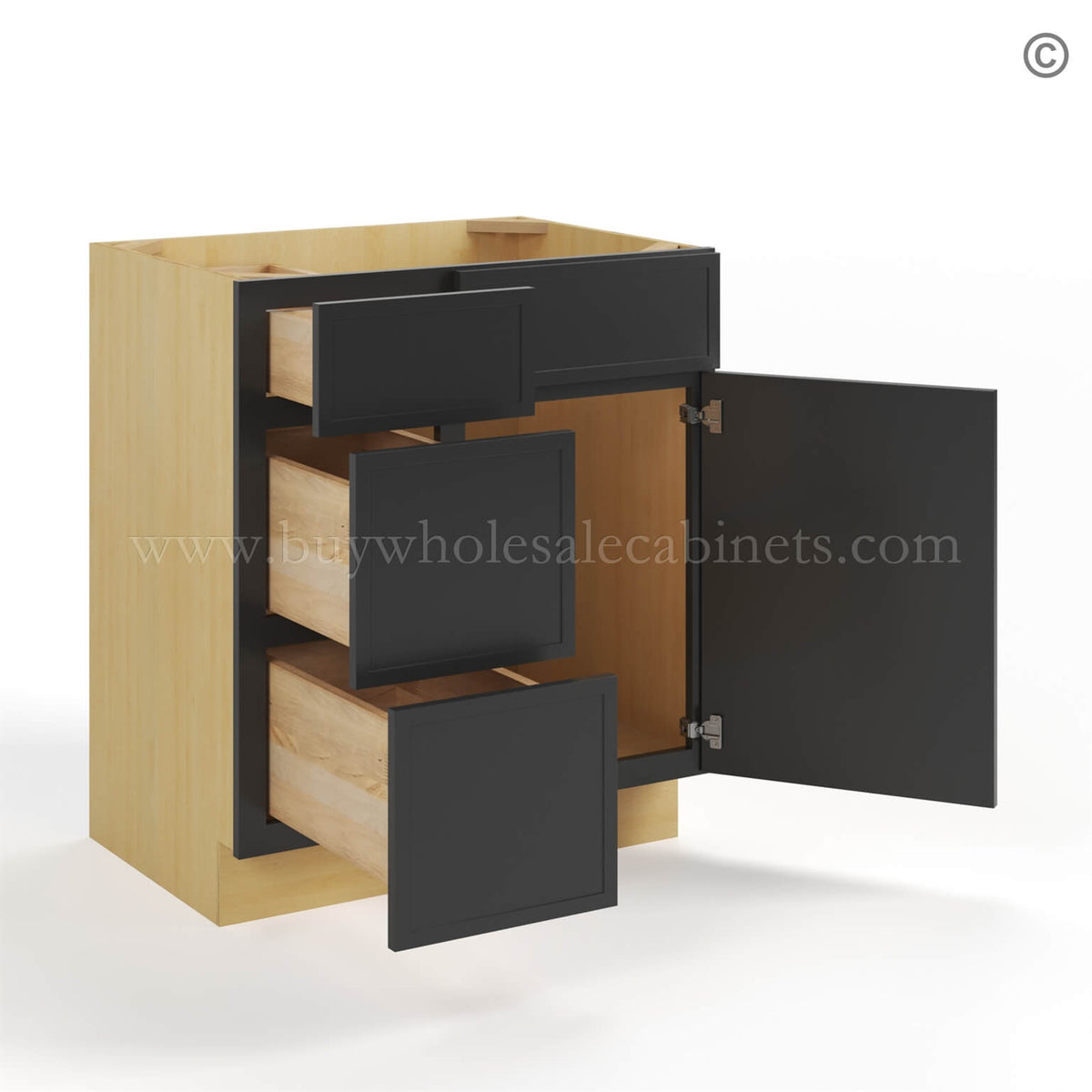 Slim Black Shaker Vanity Combo with Drawers