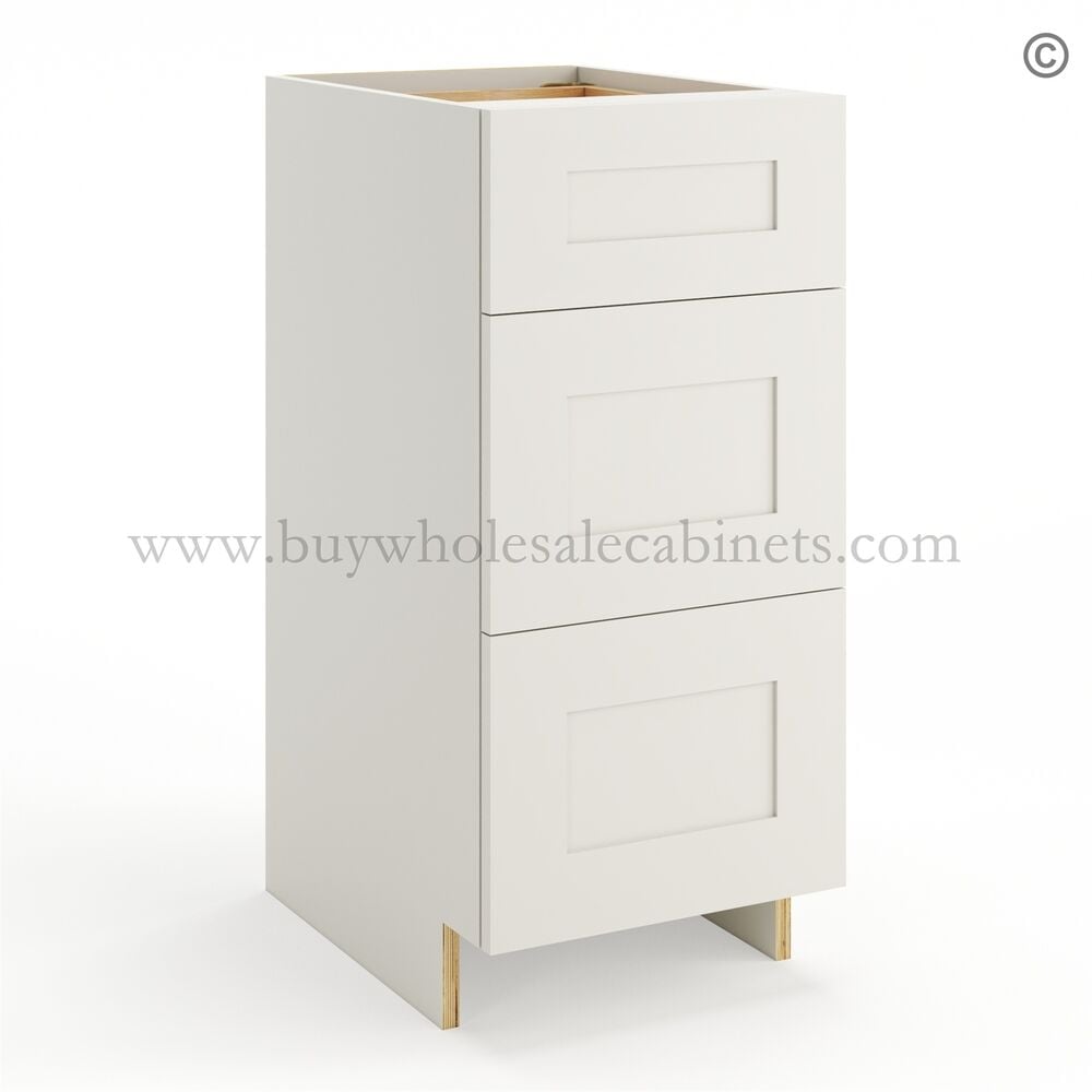 Frameless Pearl White Vanity Base Drawer Cabinet – 3 Drawers