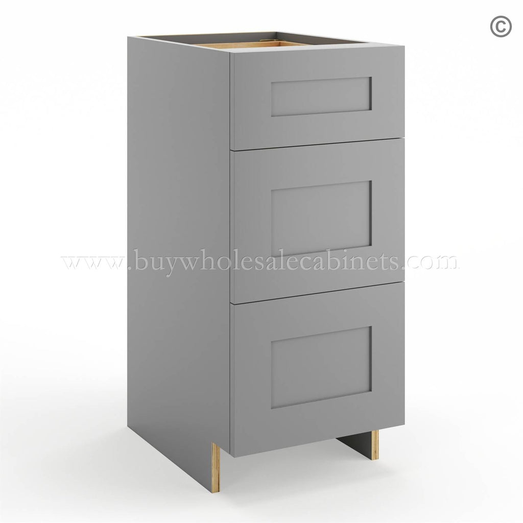 Frameless Graphite Gray Vanity Base Drawer Cabinet – 3 Drawers