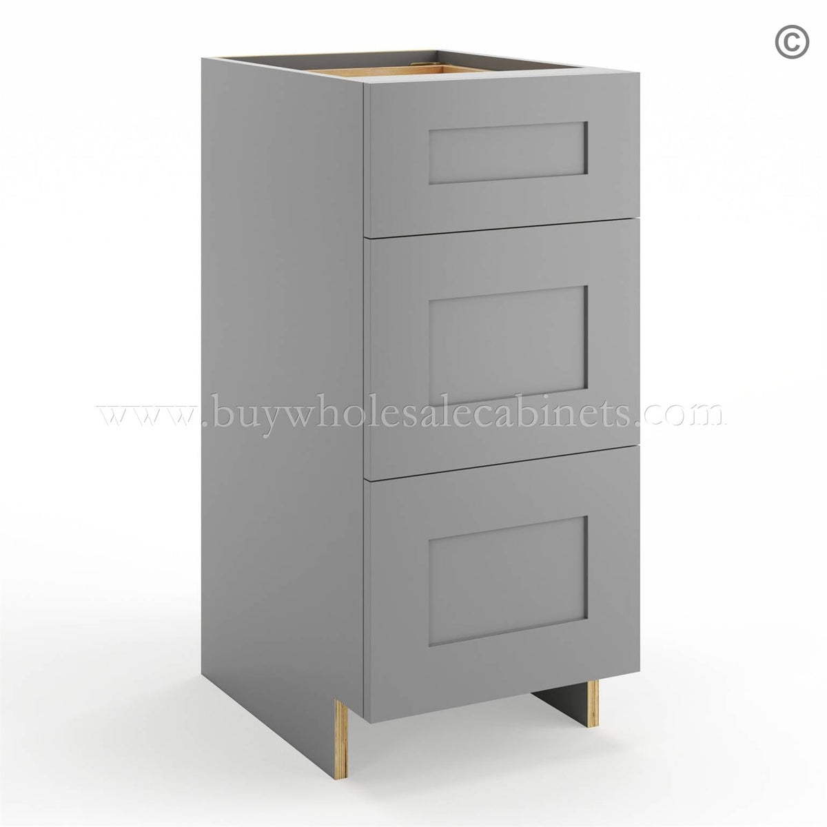 Frameless Graphite Gray Vanity Base Drawer Cabinet – 3 Drawers