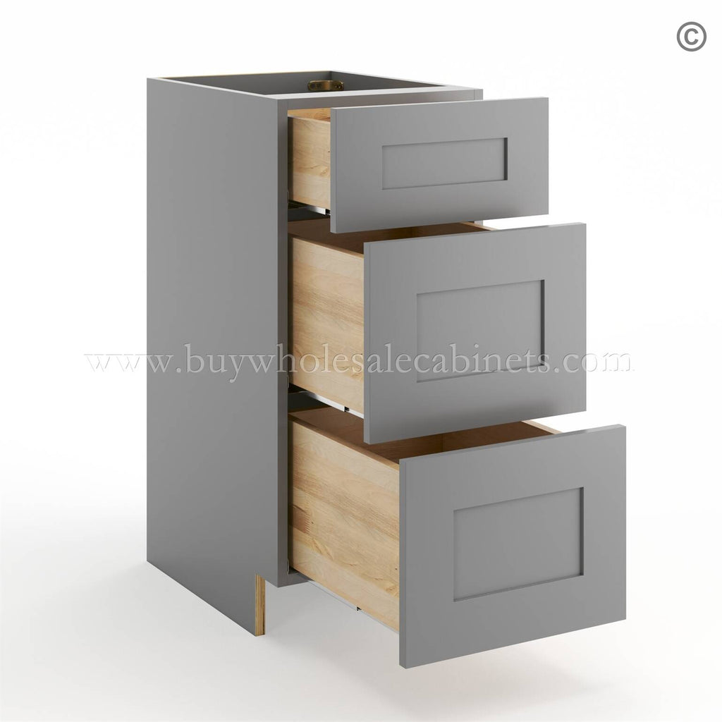 Frameless Graphite Gray Vanity Base Drawer Cabinet – 3 Drawers
