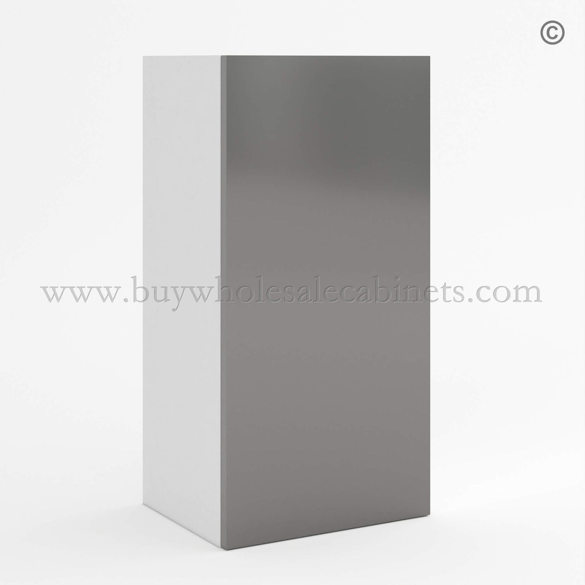 Frameless Gloss Gray 30″H Single Door Wall Cabinet