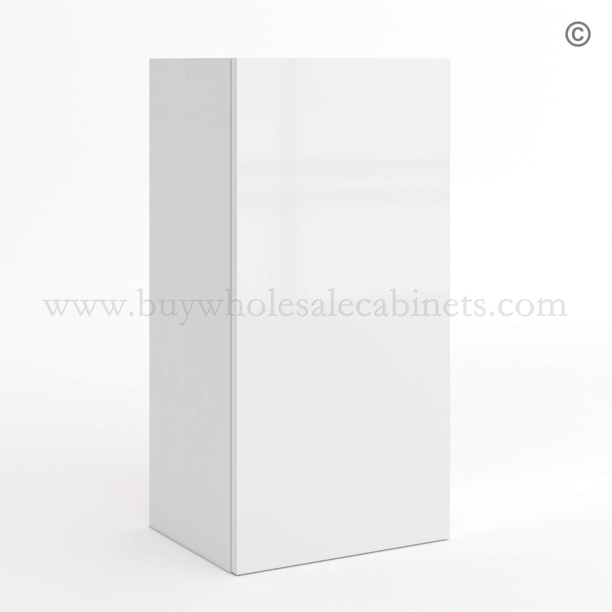 Frameless Gloss White 30″H Single Door Wall Cabinet