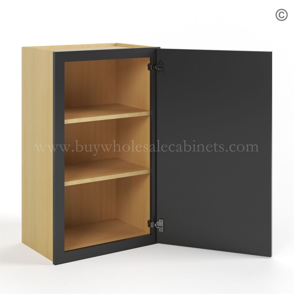 Slim Black Shaker 30″H Single Door Wall Cabinet