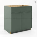 Slim Shaker Green Sink Base Double Door and 1 False Drawer