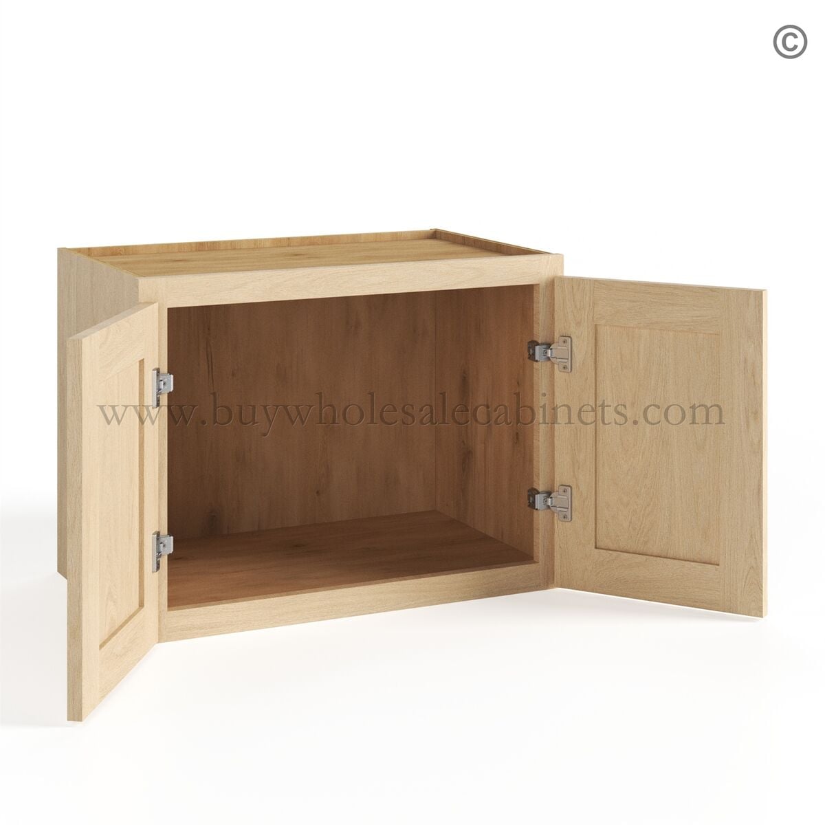Unfinished Shaker 12″/15″/18″/21″ Wall Cabinet Double Door