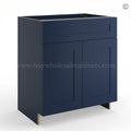 Frameless Oxford Blue Vanity Sink Base Cabinet – 2 Doors And 1 False Drawer