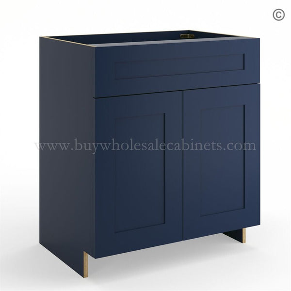 Frameless Oxford Blue Vanity Sink Base Cabinet – 2 Doors And 1 False Drawer