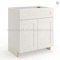 Frameless Pearl White Vanity Sink Base Cabinet – 2 Doors And 1 False Drawer