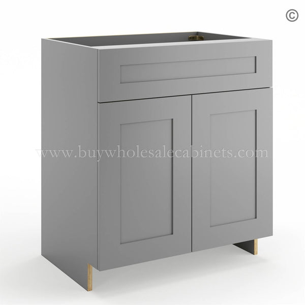 Frameless Graphite Gray Vanity Sink Base Cabinet – 2 Doors And 1 False Drawer