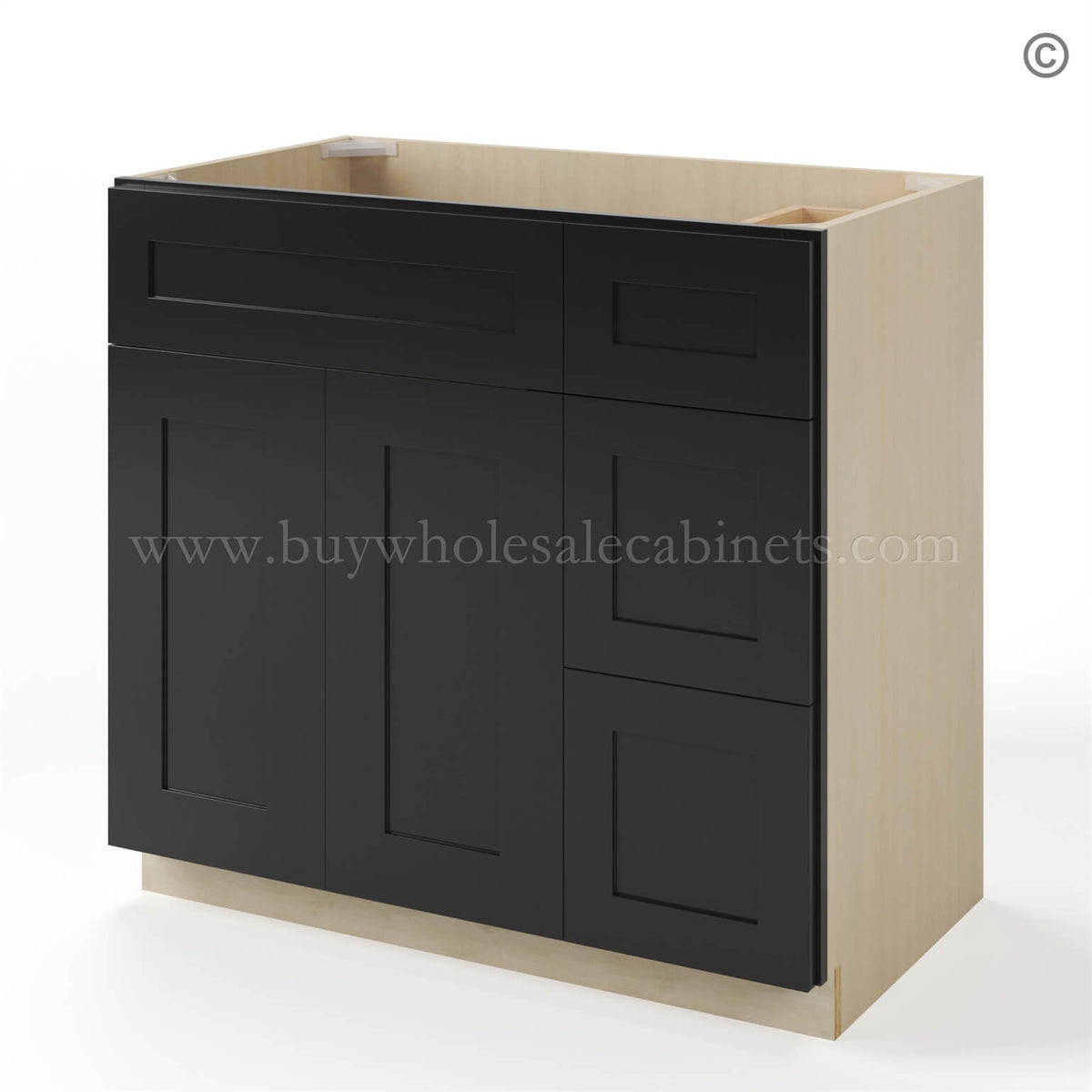 Black Shaker 36″ W Vanity Combo with Drawers