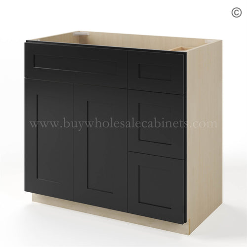 Black Shaker 36″ W Vanity Combo with Drawers