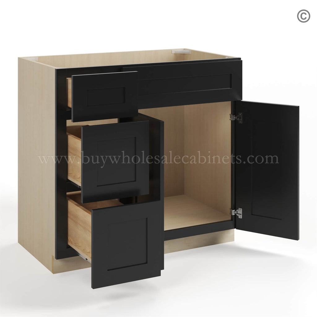 Black Shaker 36″ W Vanity Combo with Drawers