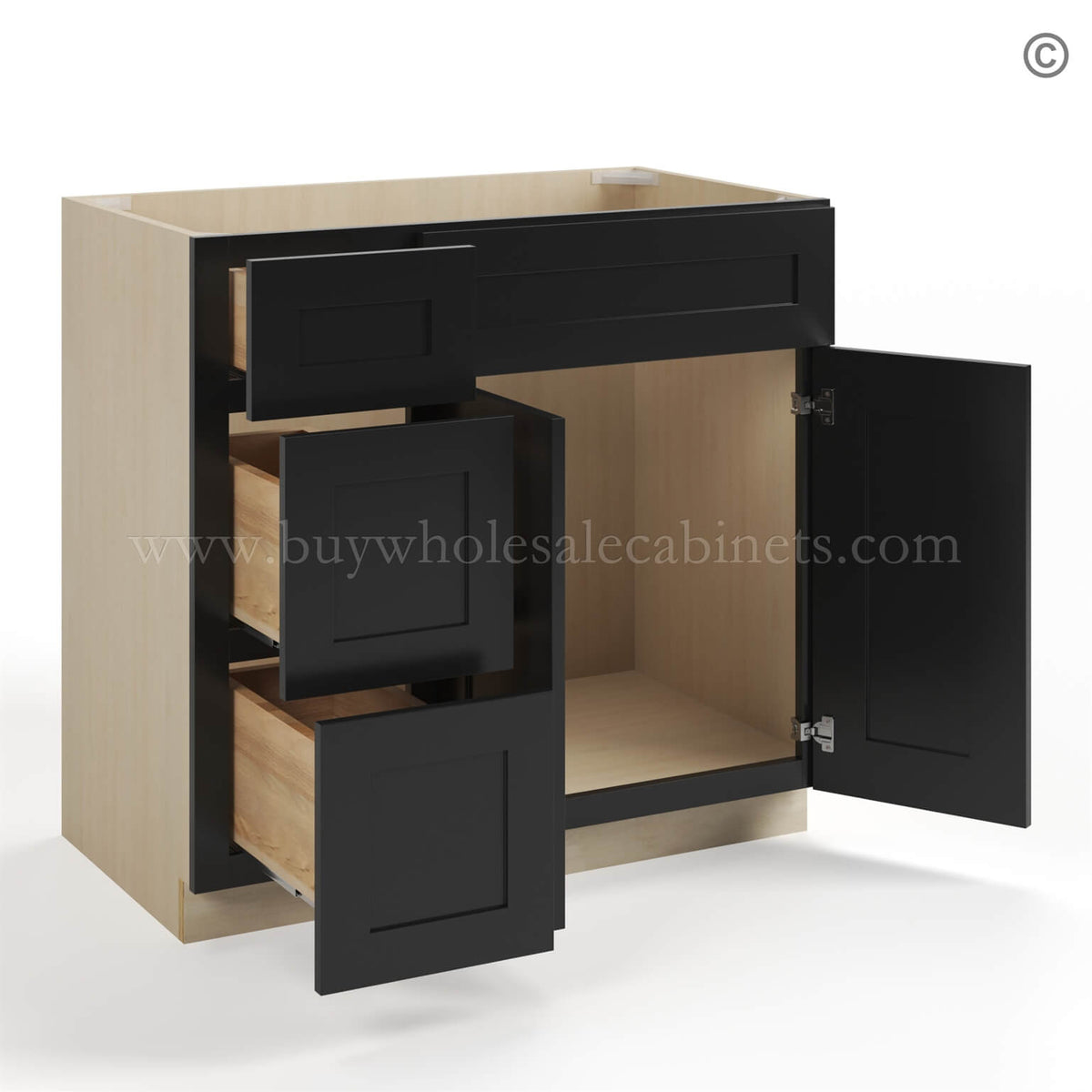 Black Shaker 36″ W Vanity Combo with Drawers
