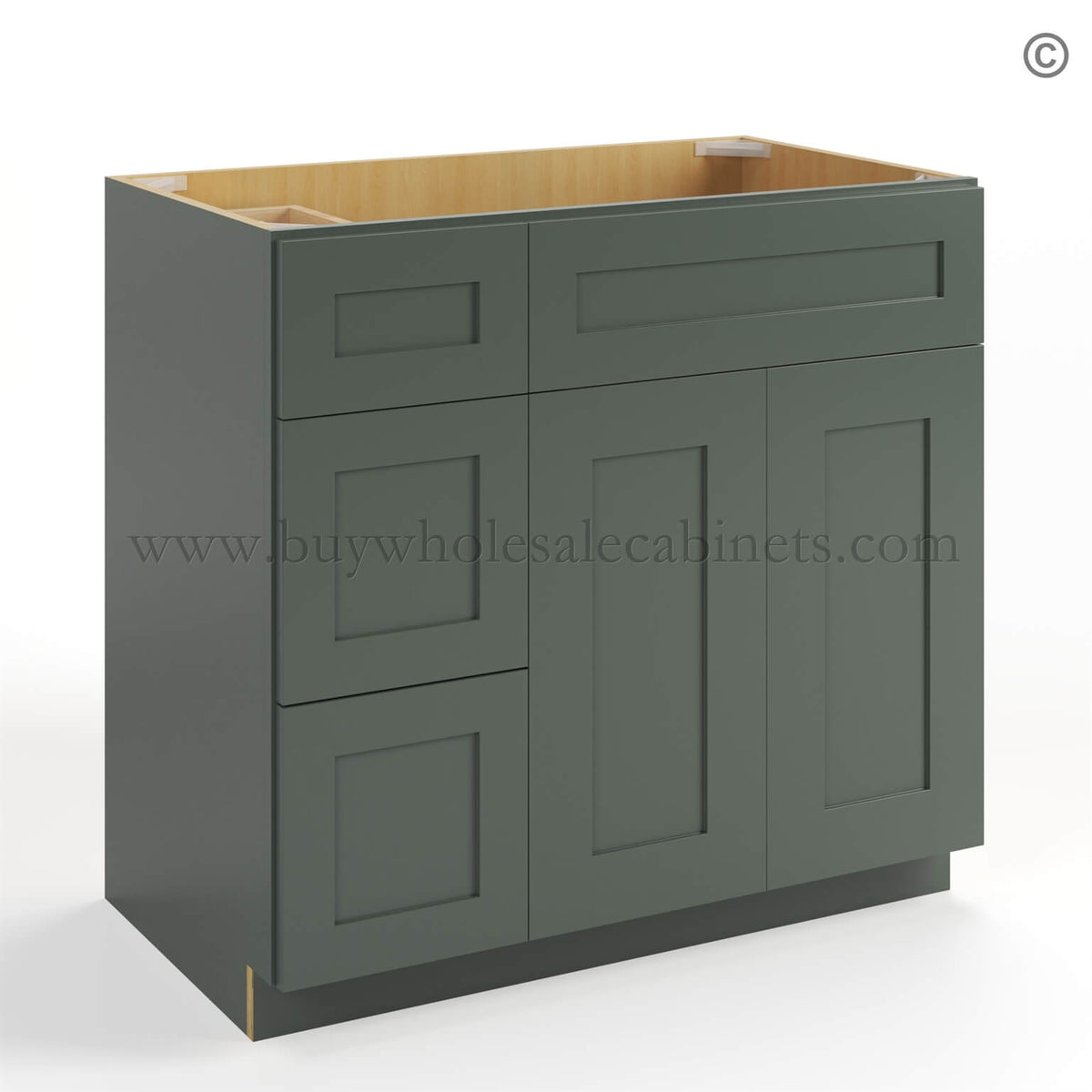 Green Shaker 36″ W Vanity Combo with Drawers