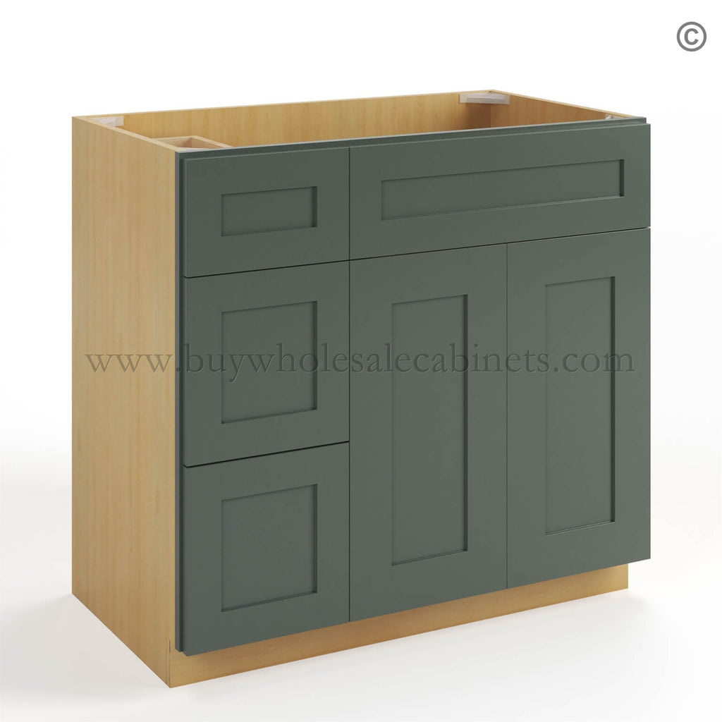 Green Shaker 36″ W Vanity Combo with Drawers