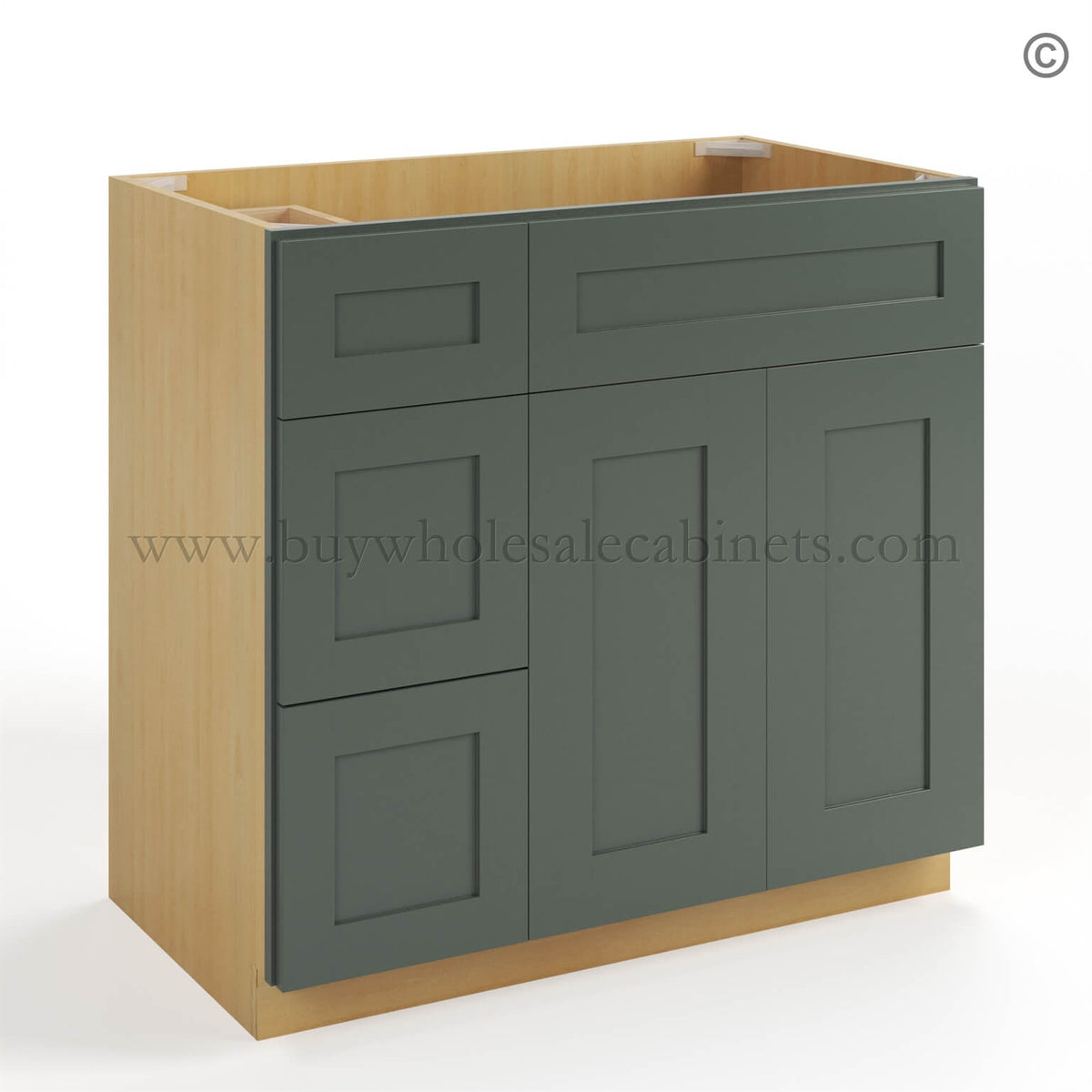 Green Shaker 36″ W Vanity Combo with Drawers