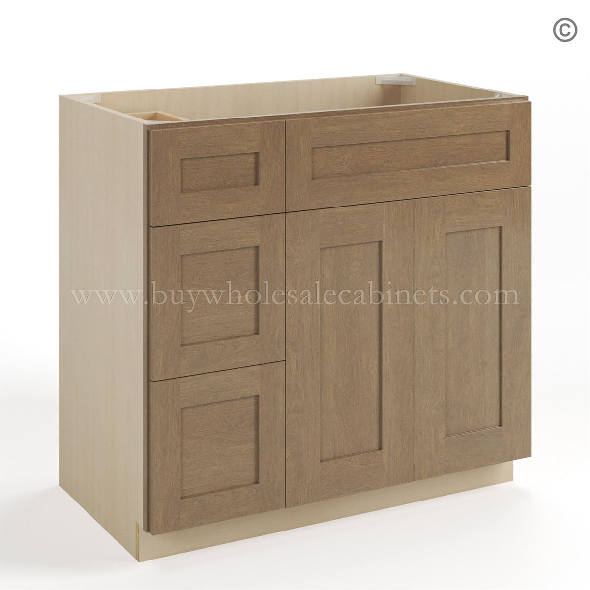 Rustic Wood Shaker 36″ W Vanity Combo with Drawers
