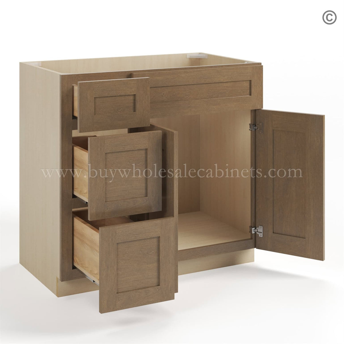 Rustic Wood Shaker 36″ W Vanity Combo with Drawers