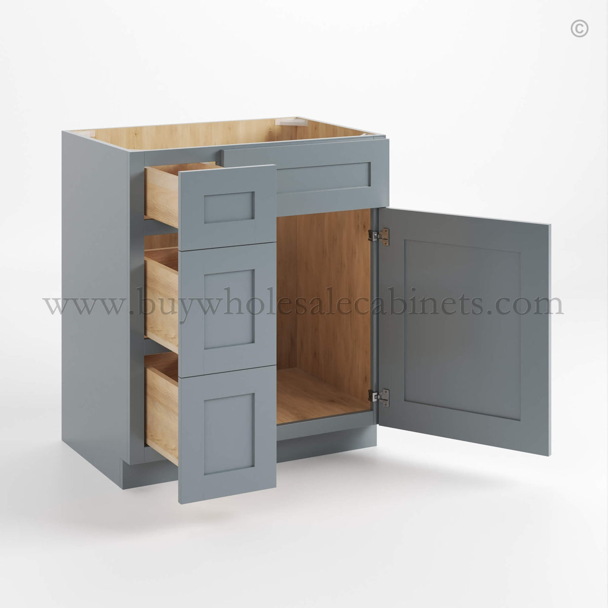 Gray Shaker 30″ W Vanity Combo with Drawers