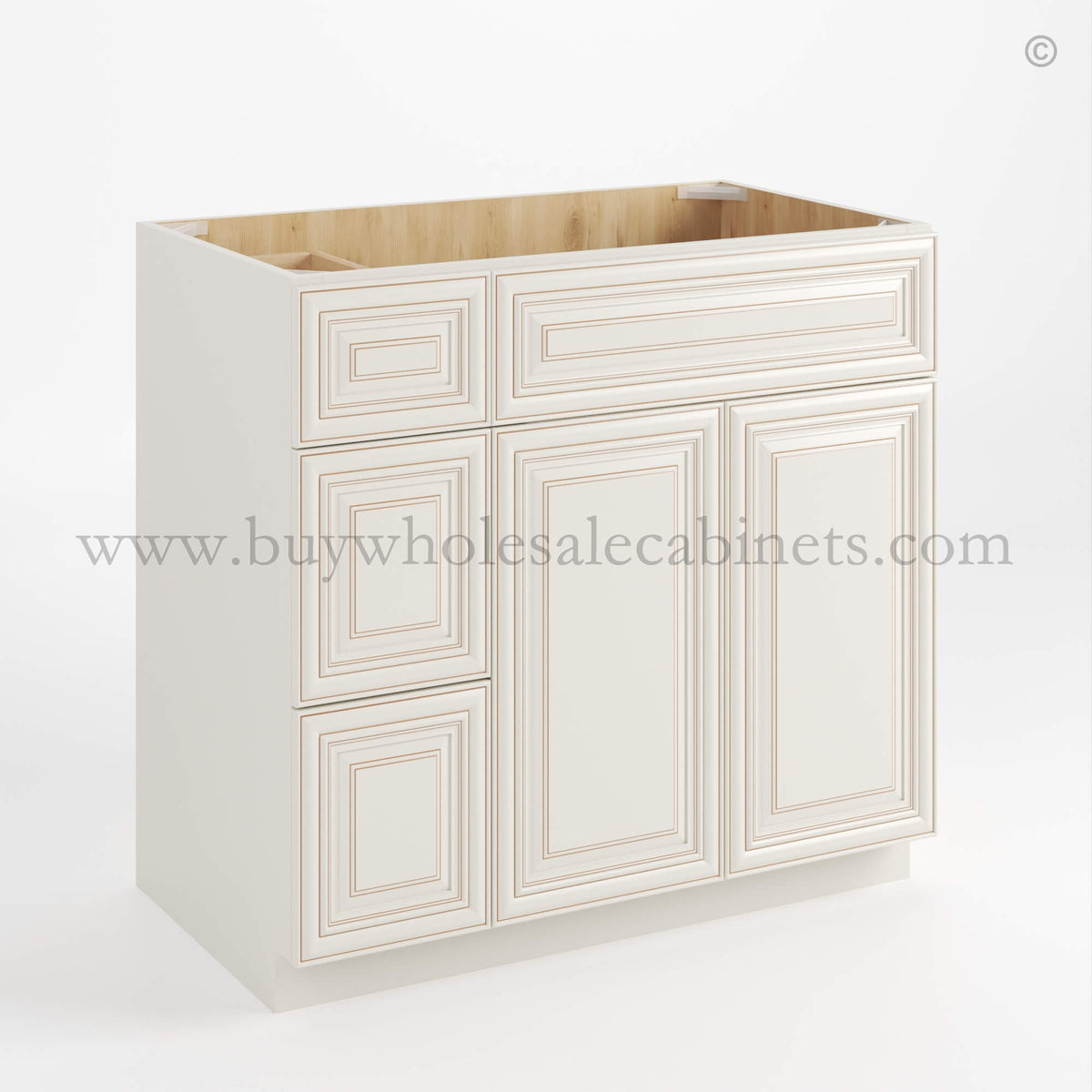 Charleston White Raised Panel 36″ W Vanity Combo with Drawers