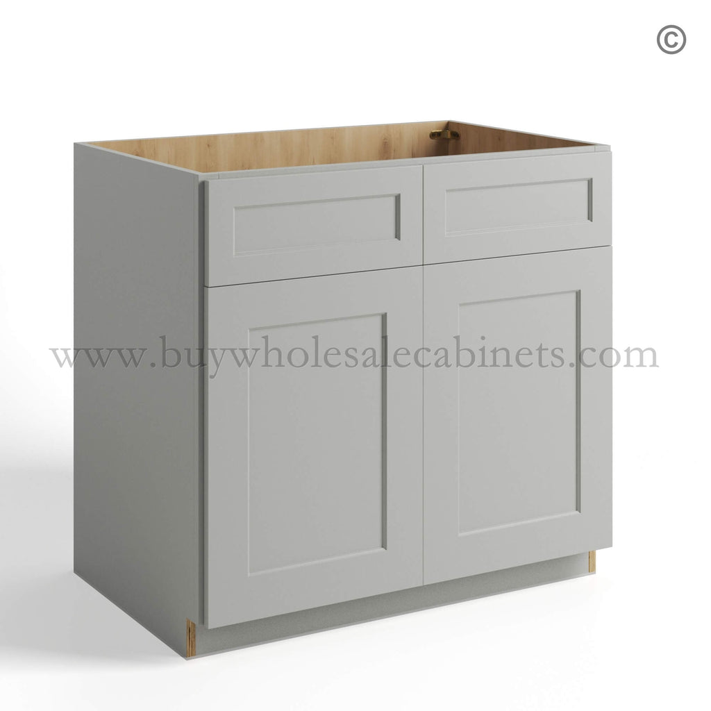 Dorian Gray Shaker Sink Base Double Door and Double False Drawer