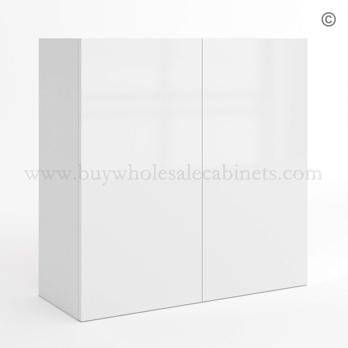 Frameless Gloss White 30″H Double Door Wall Cabinet