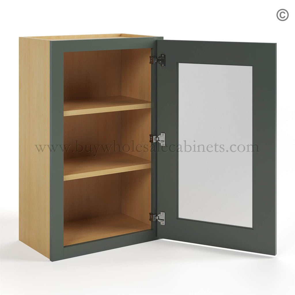 Green Shaker 30″ H Single Door Wall Cabinet with Glass Door