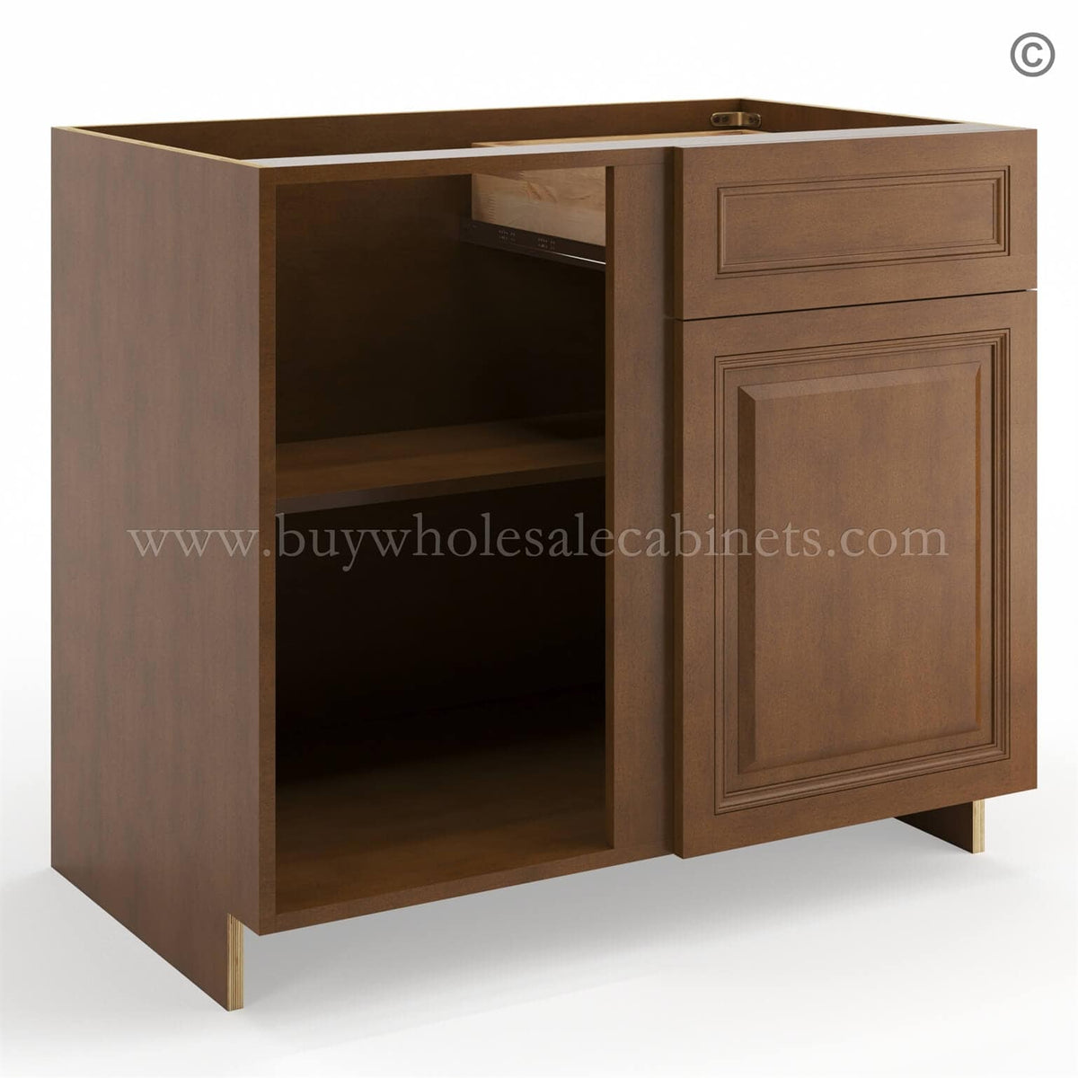 Frameless Classic Chestnut Base Blind Cabinet
