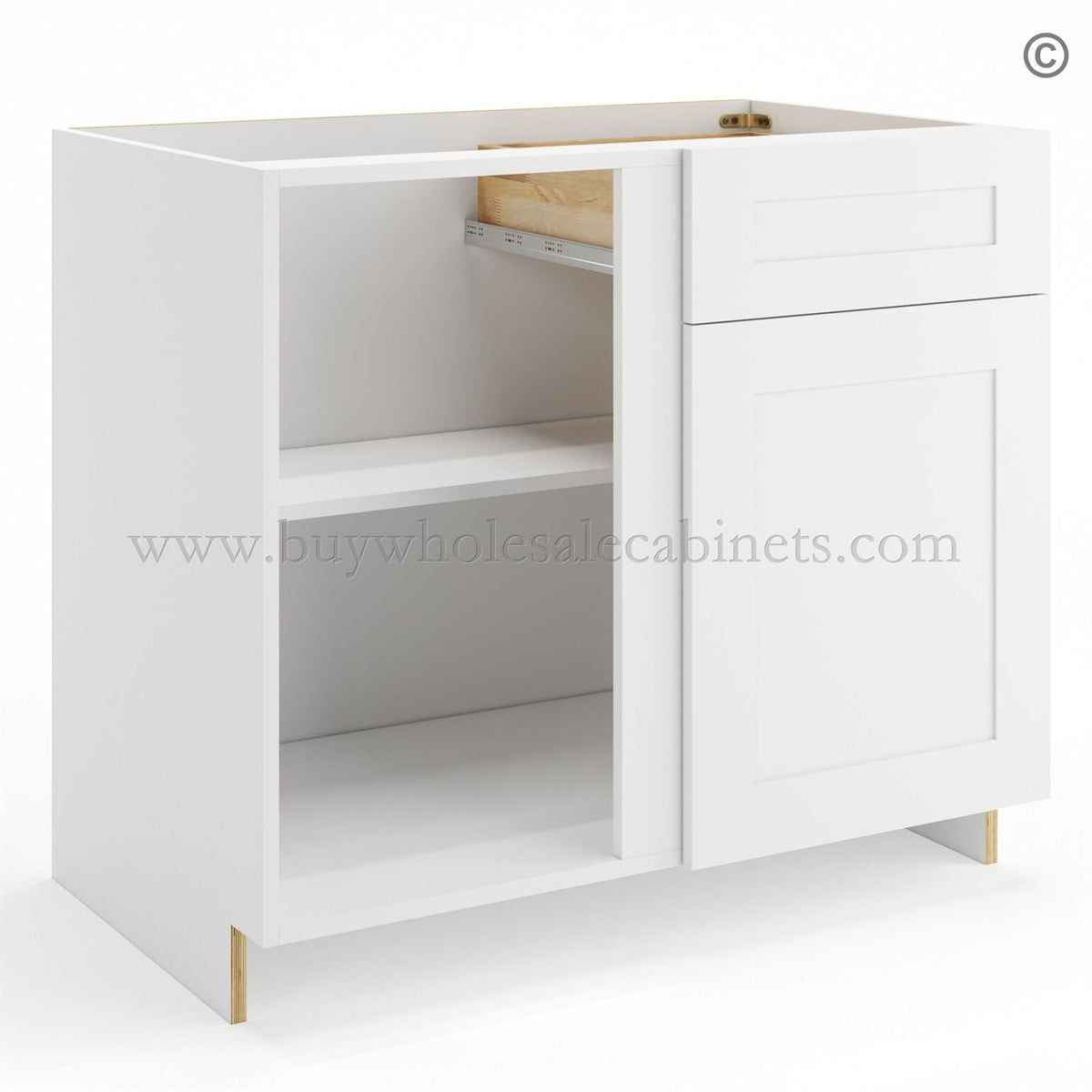 Frameless Modern White Shaker Base Blind Cabinet