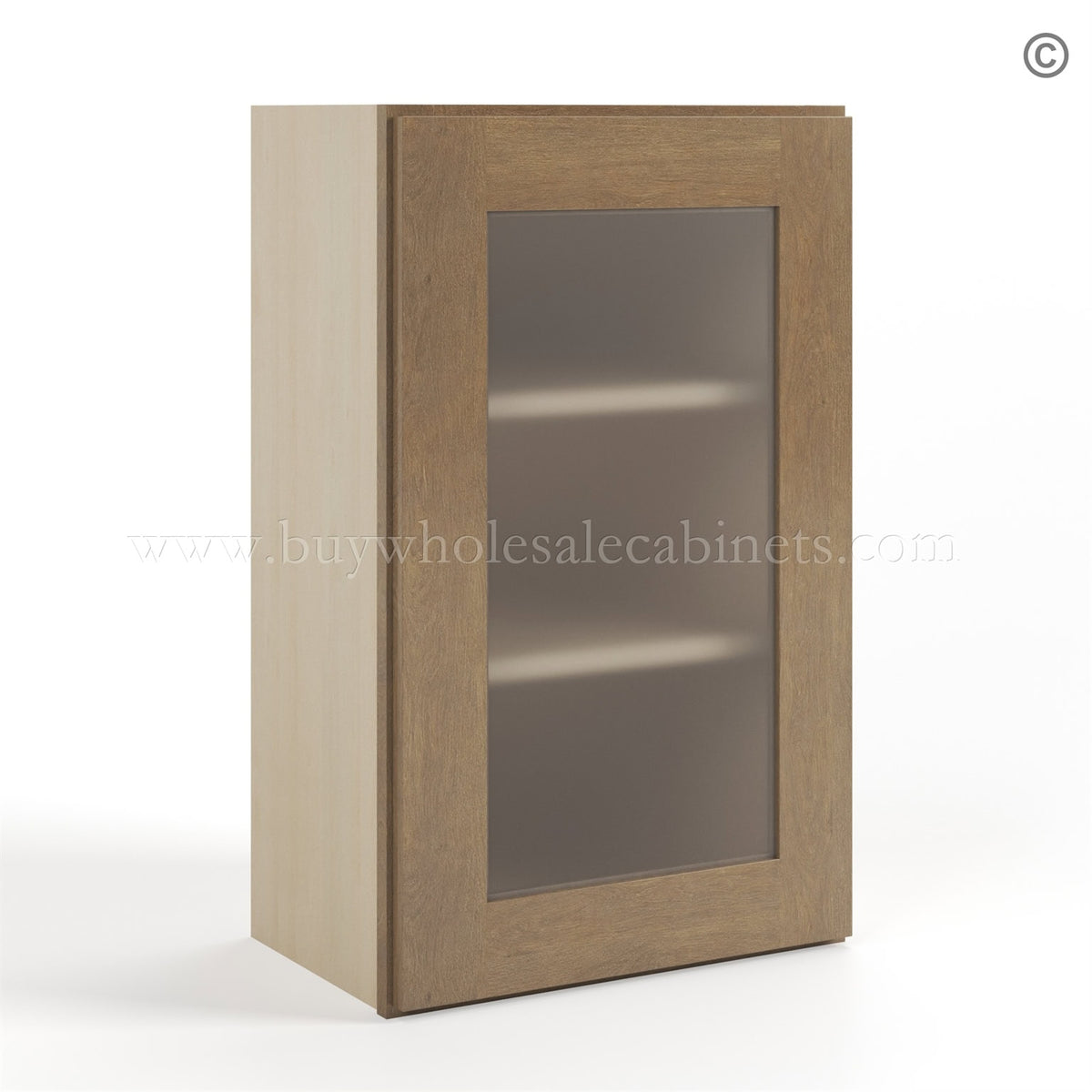 Rustic Wood Shaker 30″ H Single Door Wall Cabinet with Glass Door
