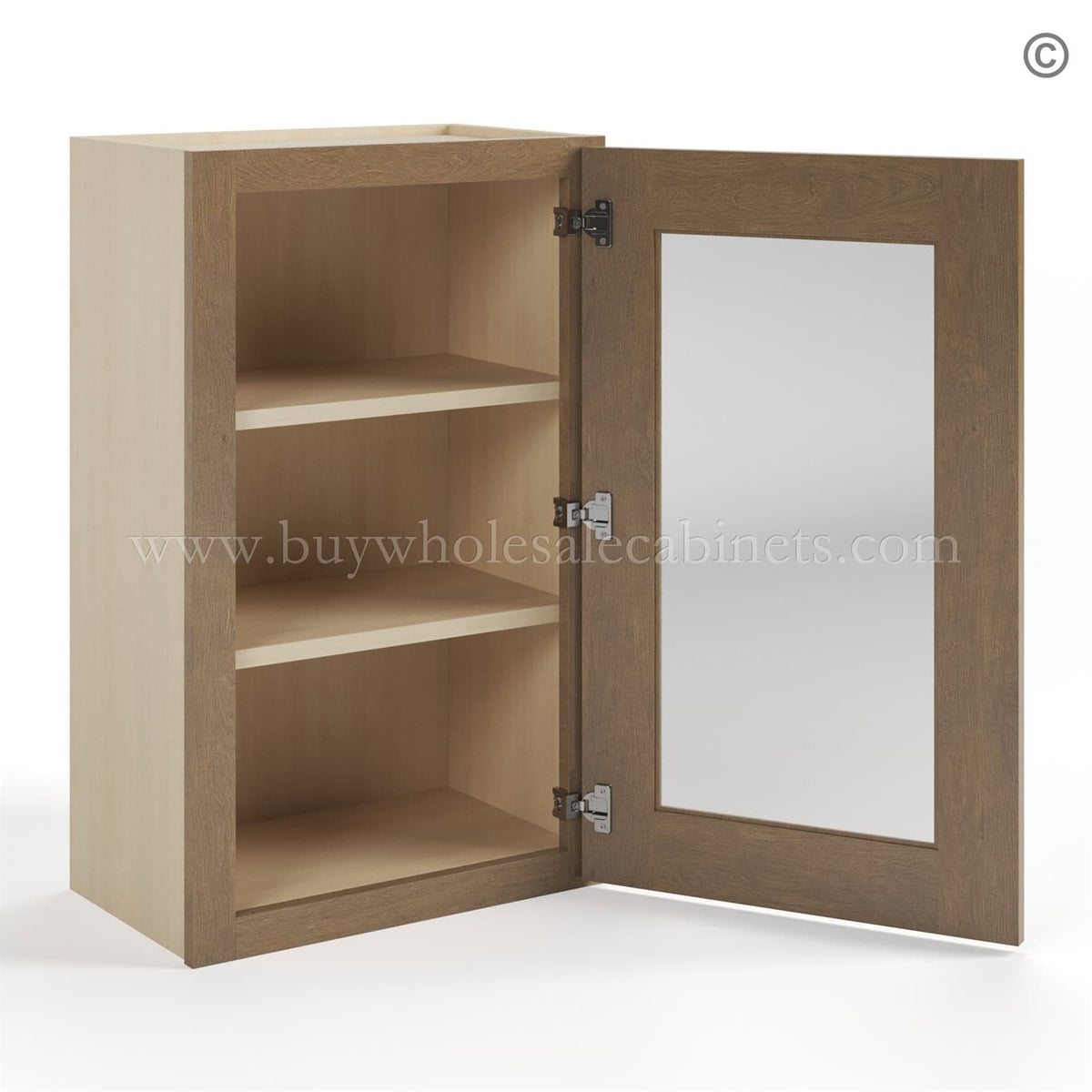 Rustic Wood Shaker 30″ H Single Door Wall Cabinet with Glass Door