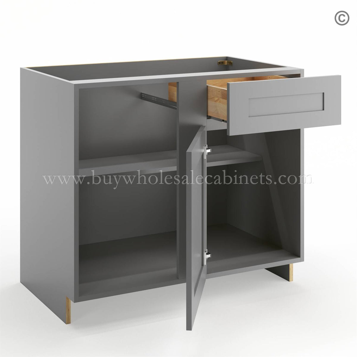 Frameless Graphite Gray Base Blind Cabinet