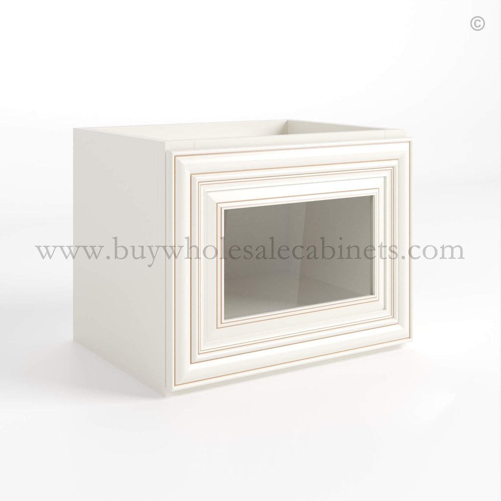 Charleston White Raised Panel 12″ H Single Door Wall Cabinet with Glass Door