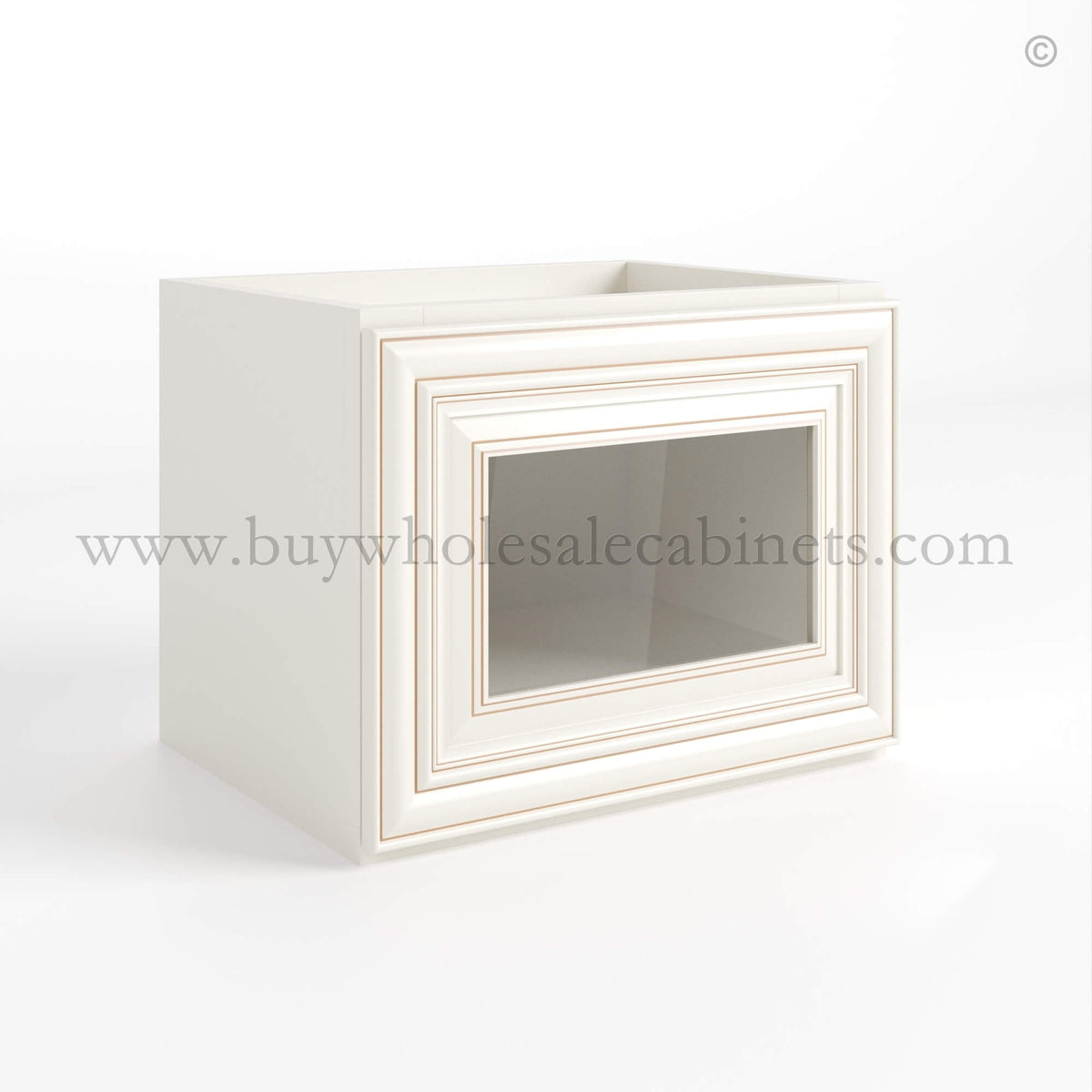 Charleston White Raised Panel 12″ H Single Door Wall Cabinet with Glass Door