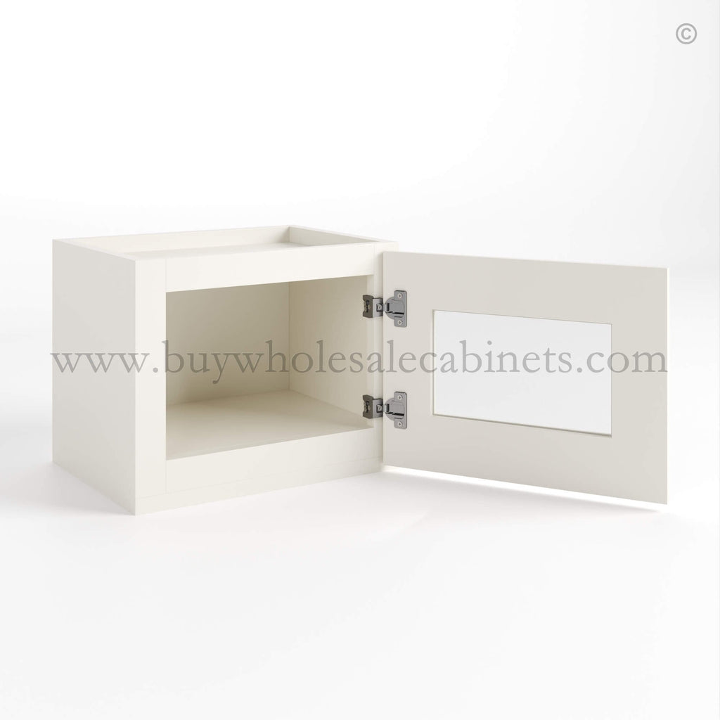 Charleston White Raised Panel 12″ H Single Door Wall Cabinet with Glass Door