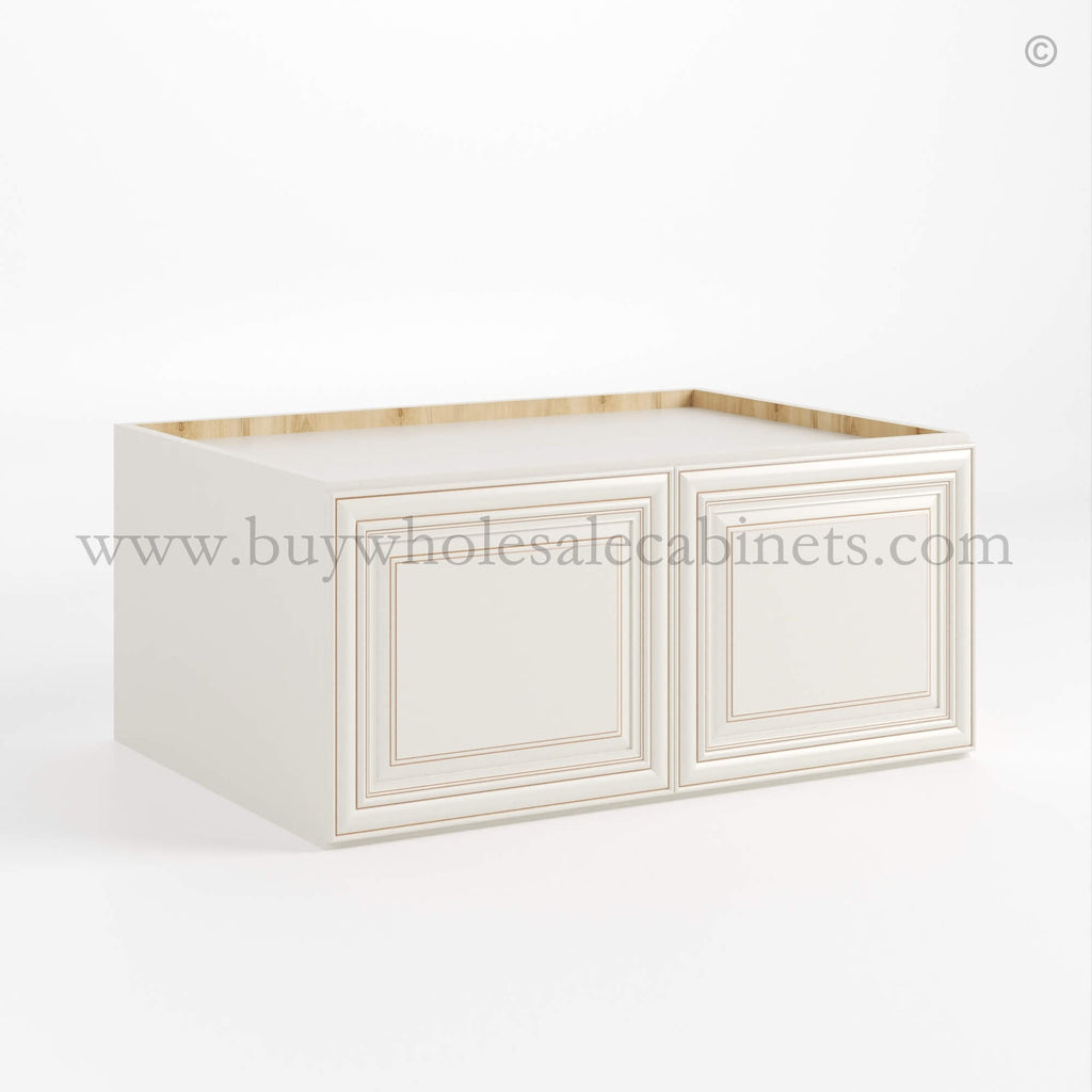 Charleston White Raised Panel 33″ W Refrigerator Wall Cabinet 24″ Deep