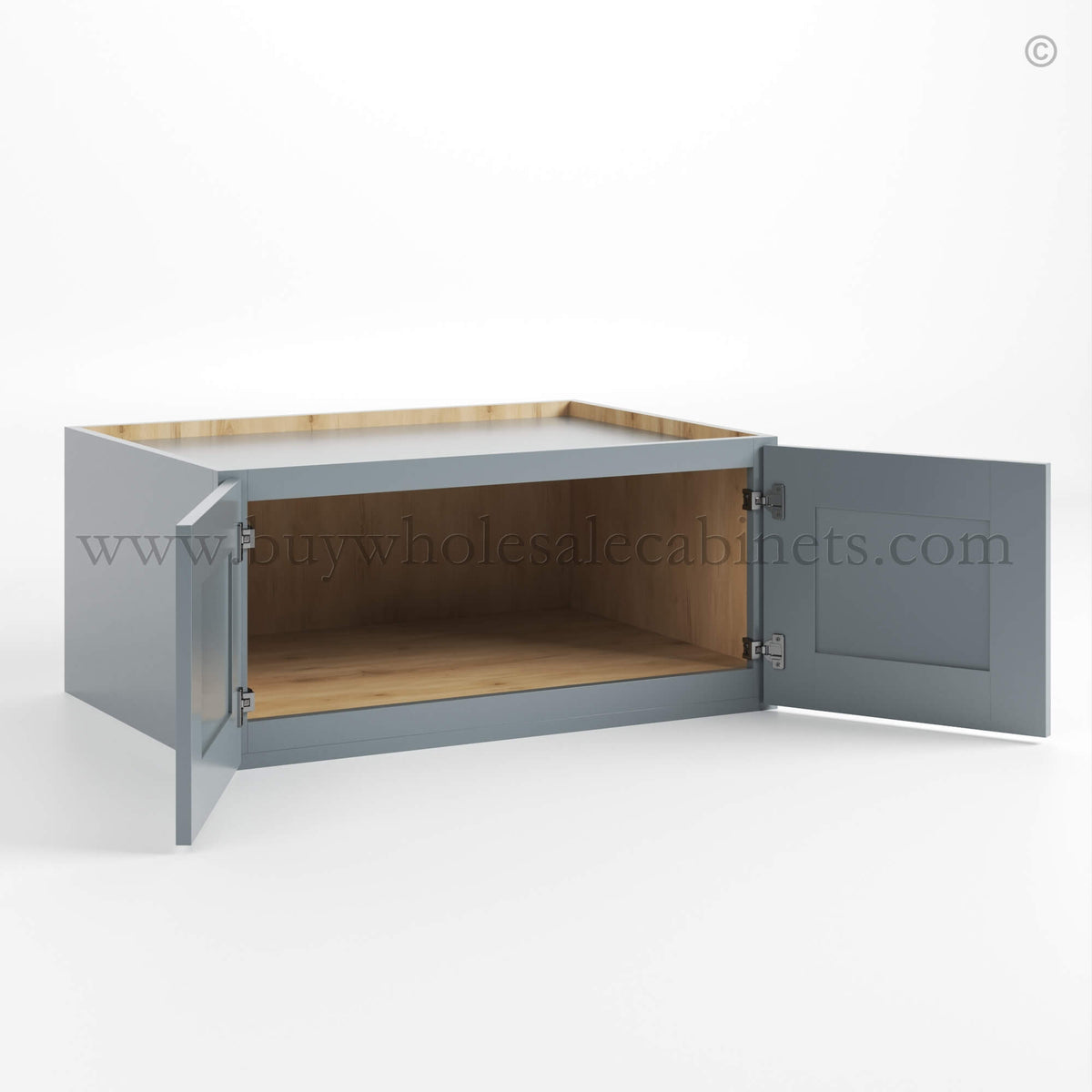 Gray Shaker 36″ W Refrigerator Wall Cabinet 24″ Deep
