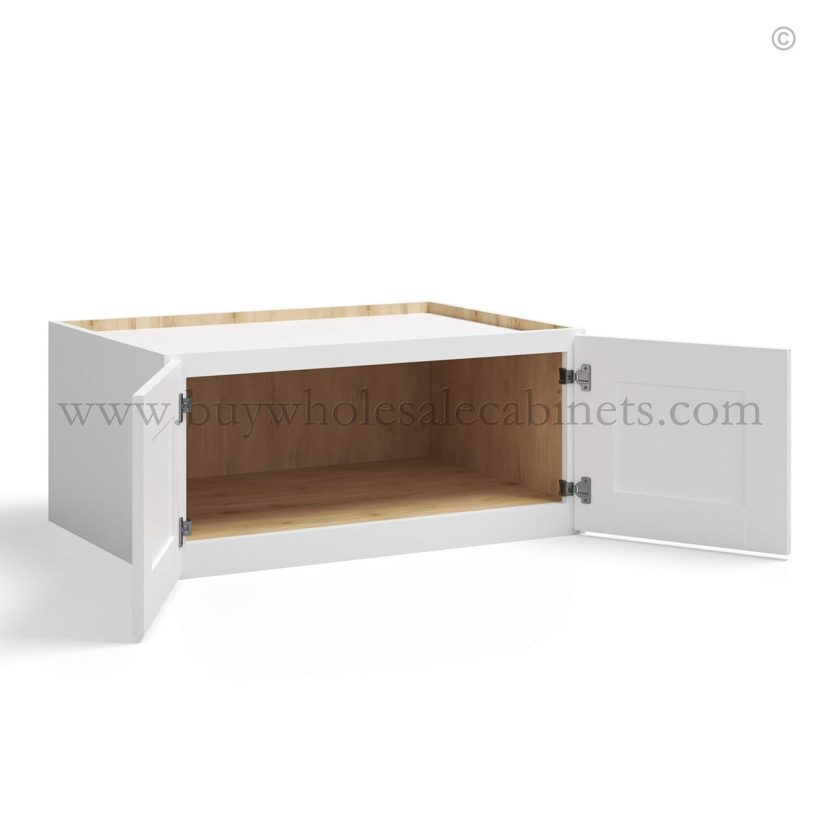 White Shaker 36″ W Refrigerator Wall Cabinet 24″ Deep