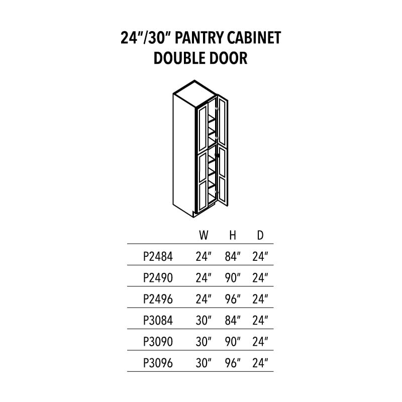 Jade Green Shaker 24″/30″ Pantry Cabinet Double Door