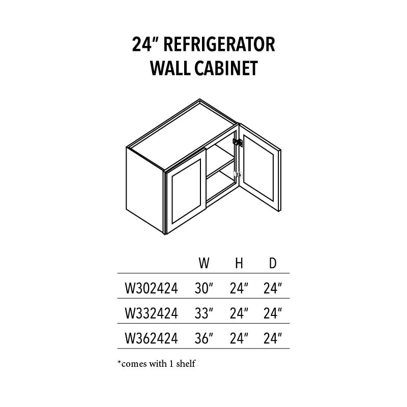 Jade Green Shaker  24″ Refrigerator Wall Cabinet